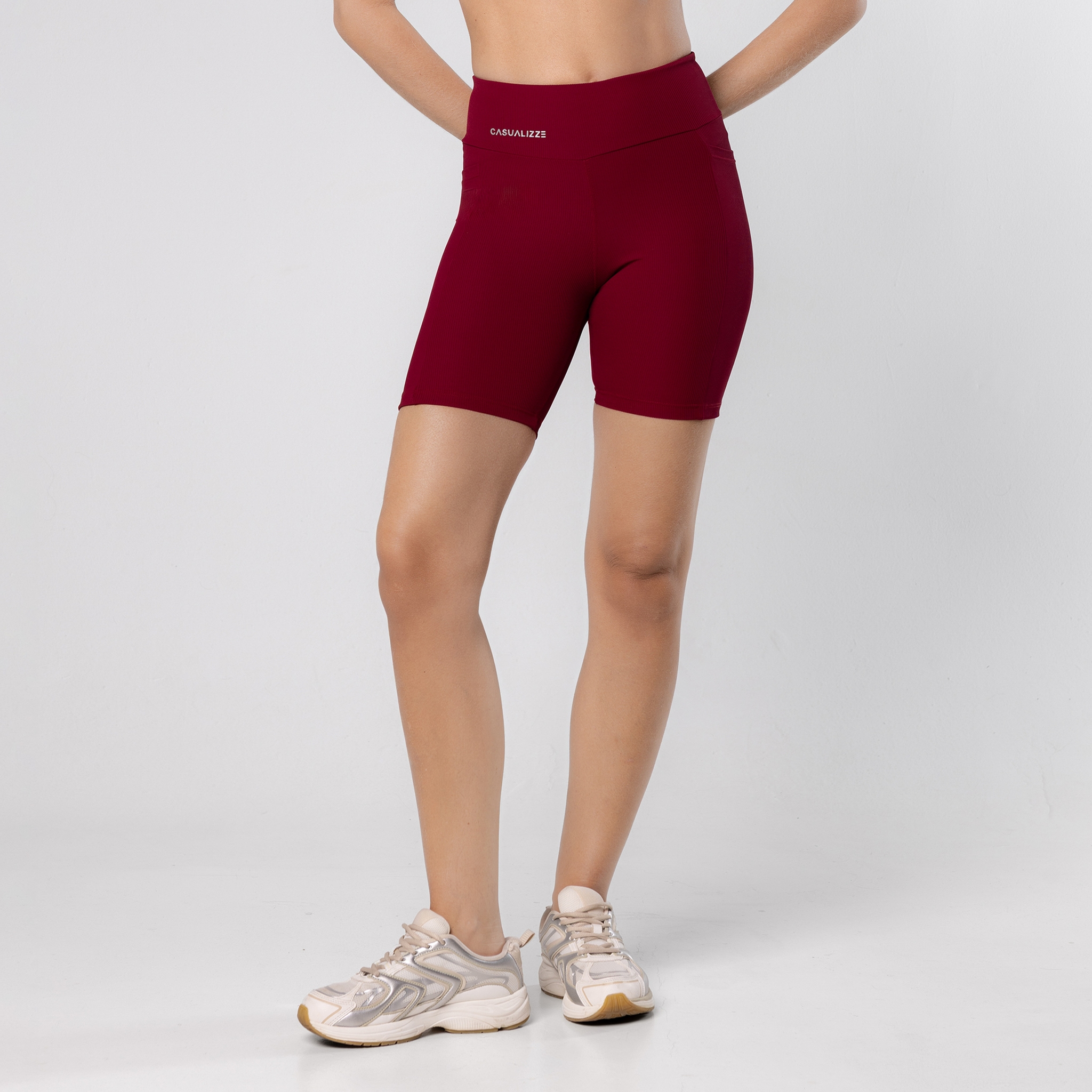 Short Feminino Academia Bolso Fitness Corrida - Vermelho Carmim P Short Feminino Academia Bolso Fitness Corrida - Vermelho Carmim P