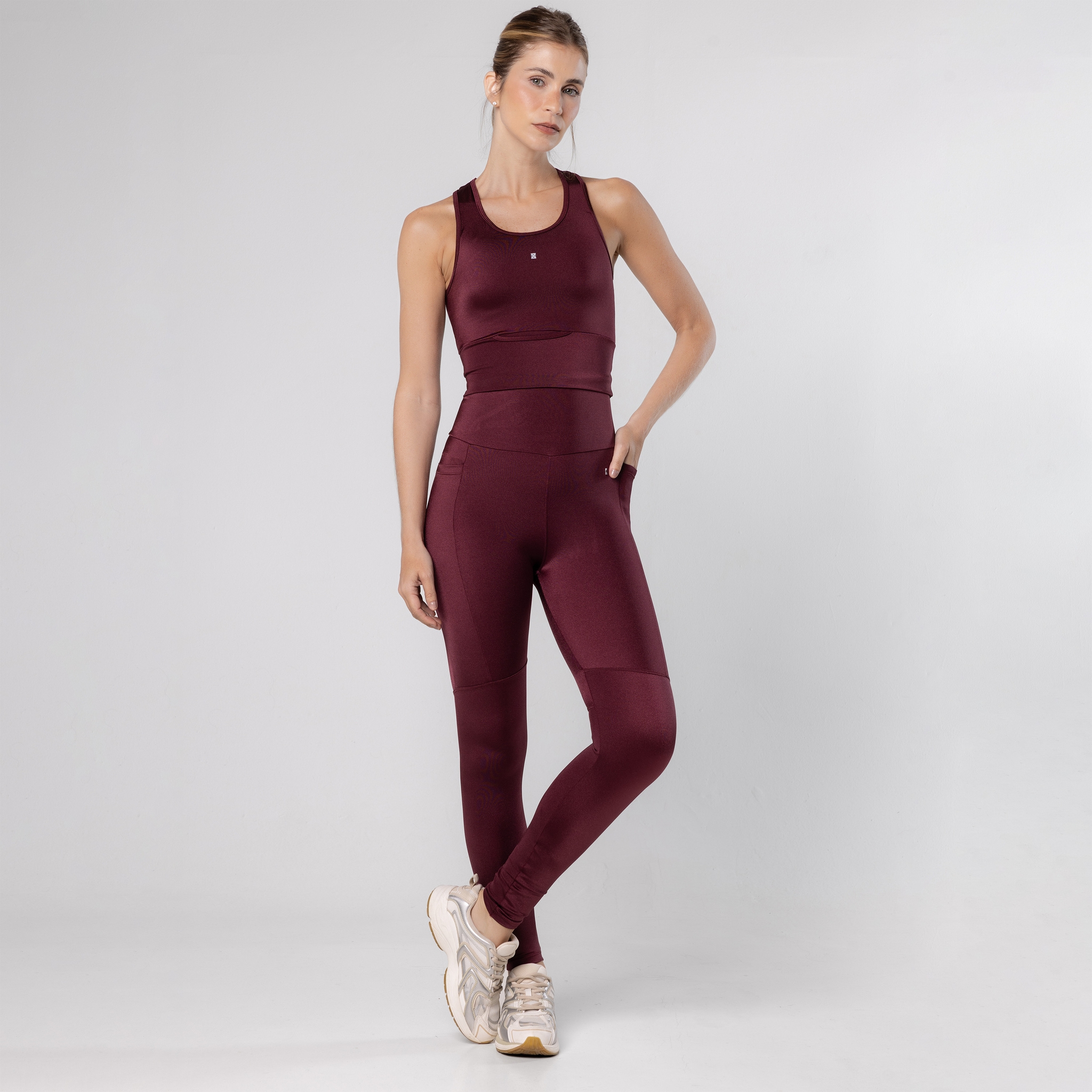 Calça Legging Feminina Academia Bolsos Refletivo