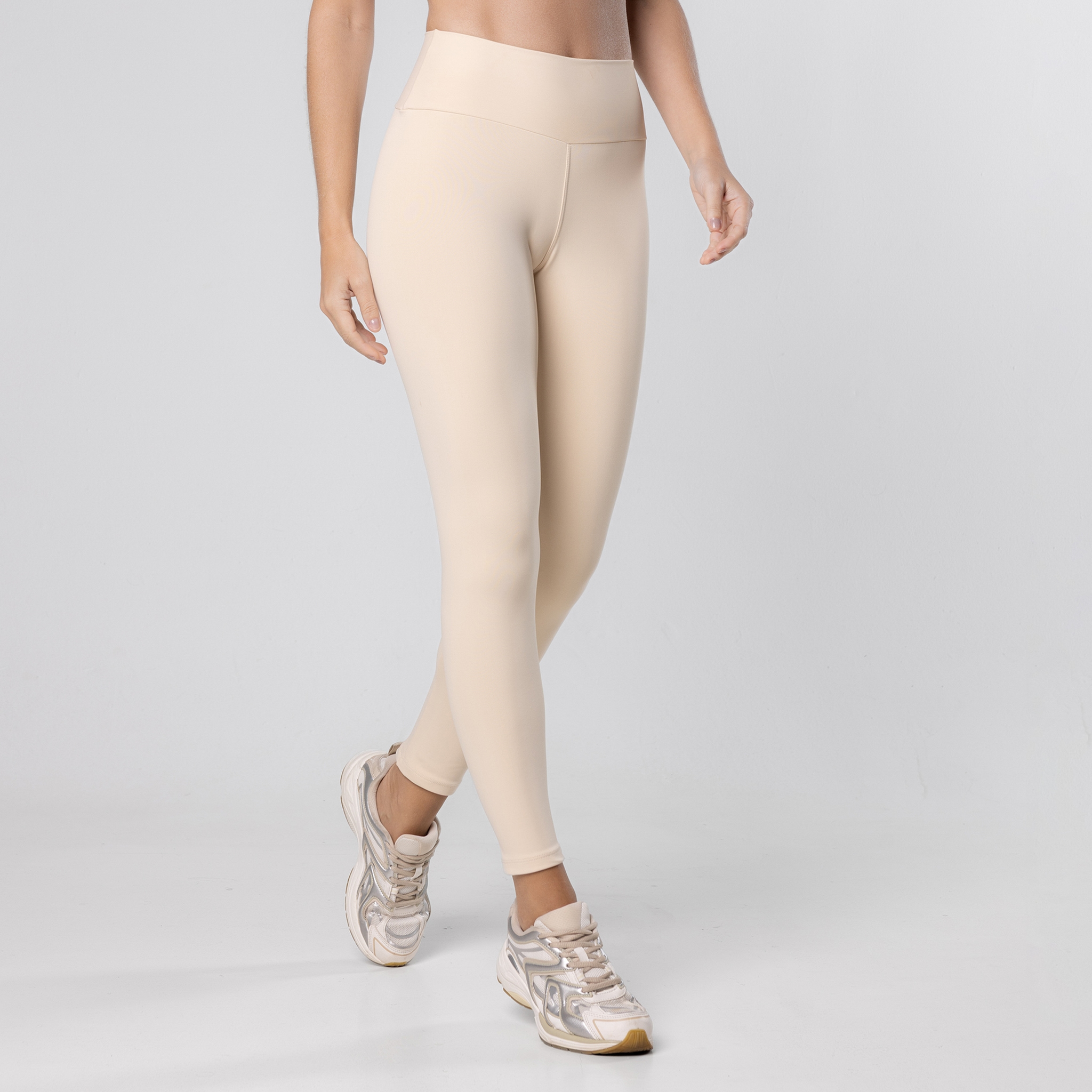 Legging Fitness Feminina Lisa Poliamida Cintura Alta - Creme P Legging Fitness Feminina Lisa Poliamida Cintura Alta - Creme P