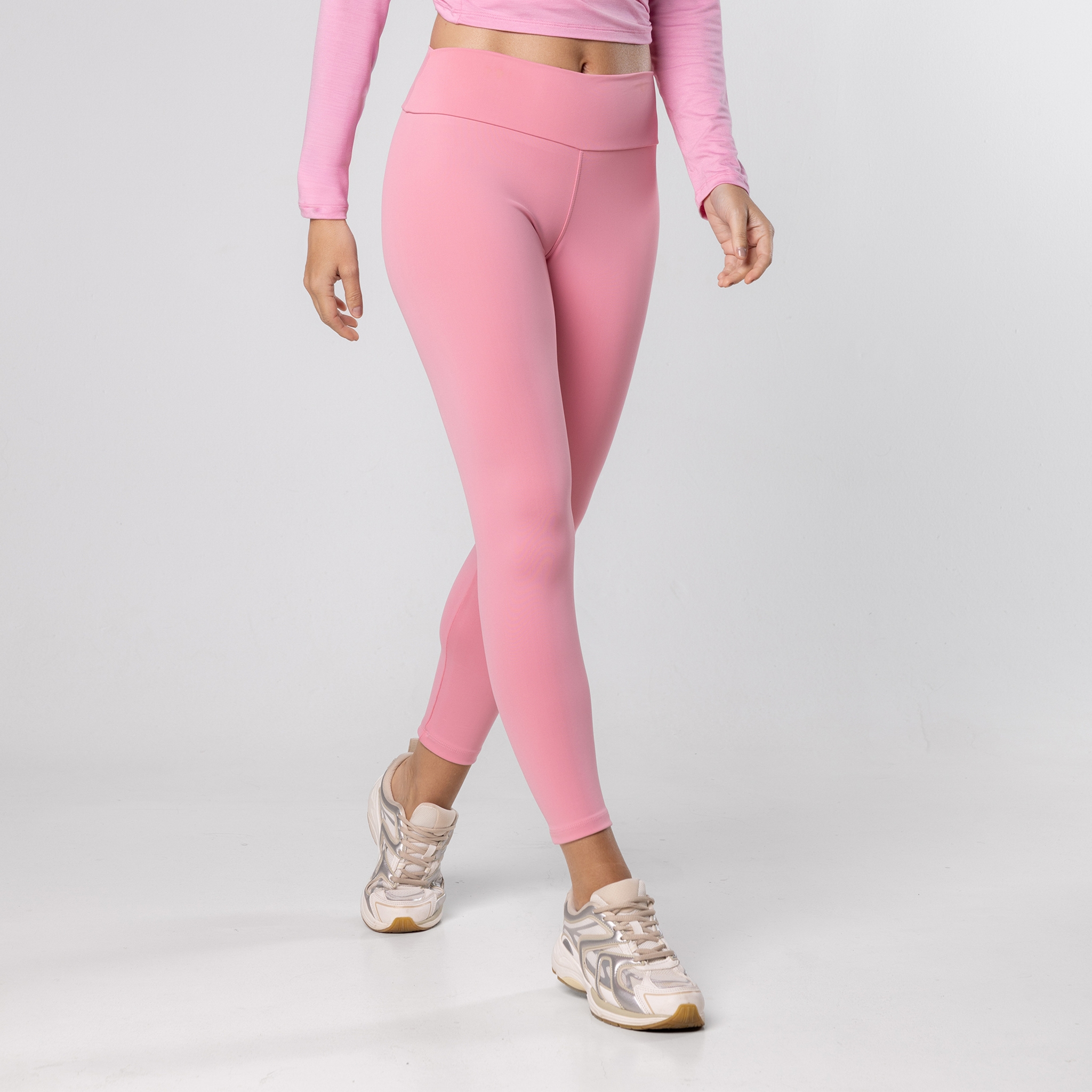 Legging Fitness Feminina Lisa Poliamida Cintura Alta - Rosa Bailarina P Legging Fitness Feminina Lisa Poliamida Cintura Alta - Rosa Bailarina P