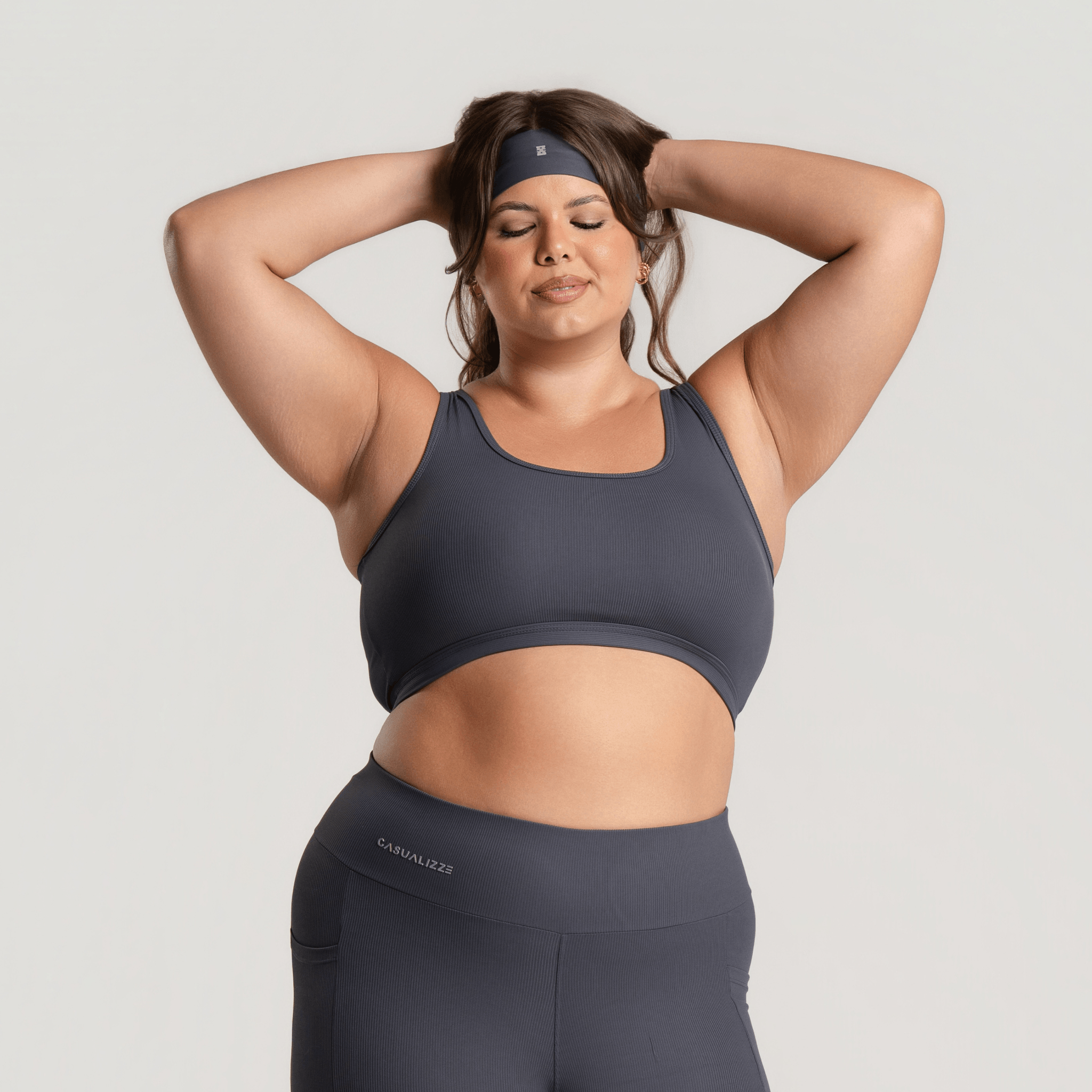 Kit 2 Tops Femininos Bolso Fitness Preto e Cinza