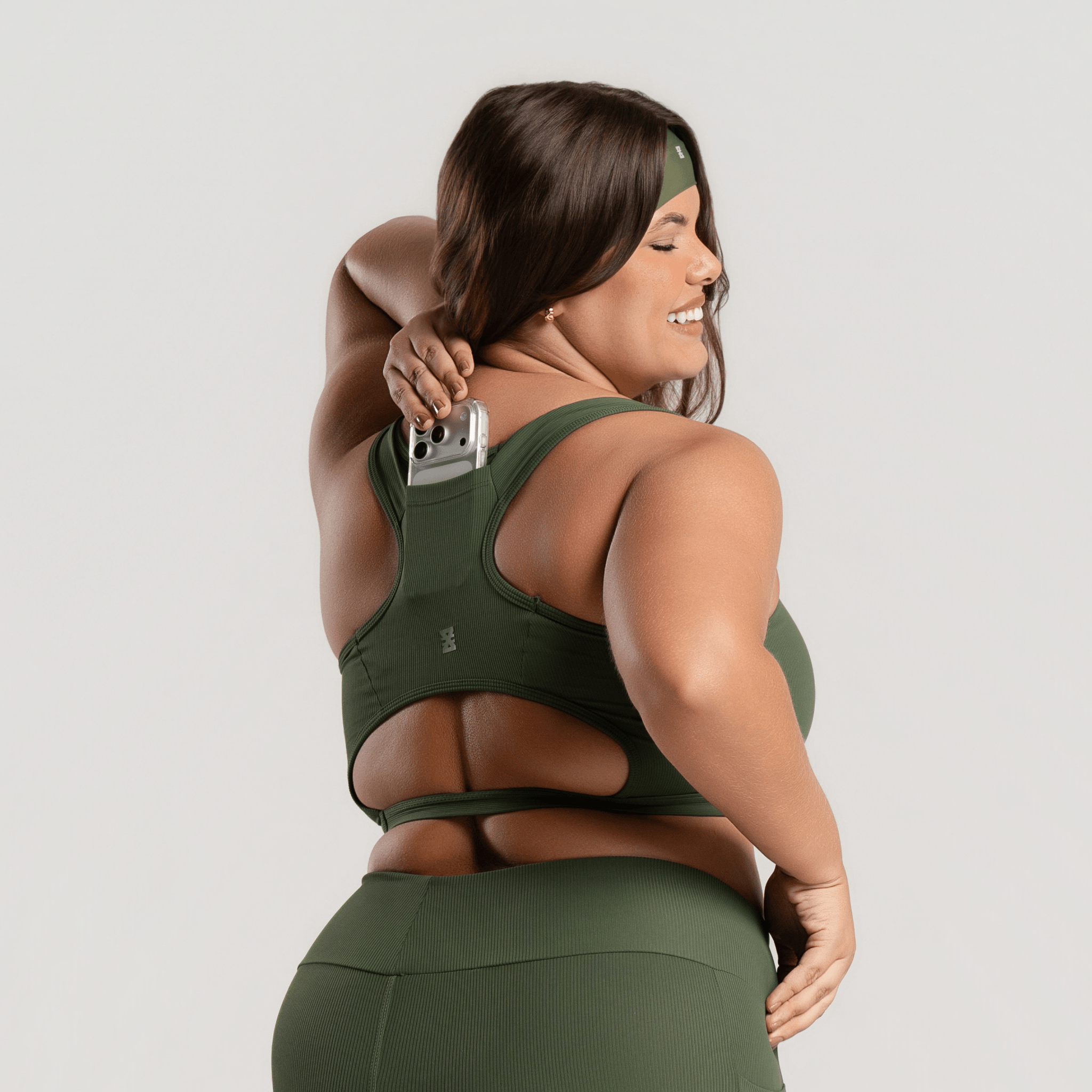 Kit 2 Tops Femininos Bolso Fitness Preto e Verde